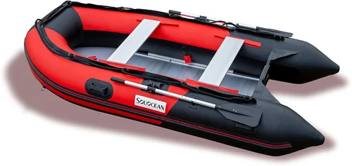 Vista 2 de Balsa inflable de 10.5 pies para pesca en bote pontón bote Kayak con piso de aluminio