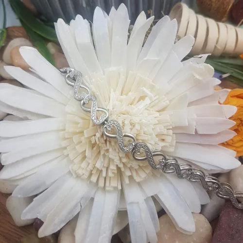 Vista 3 de Dazzlingrock Collection Pulsera de eslabones de tenis con corazón infinito de diamantes blancos redondos de 0.30 quilates (ctw) 13 CT, plata