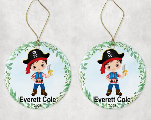 Vista 2 de Adorno personalizado de niño pirata, adorno de Navidad personalizado, regalo de adorno de Navidad, adorno de Navidad 2023, adorno de Navidad