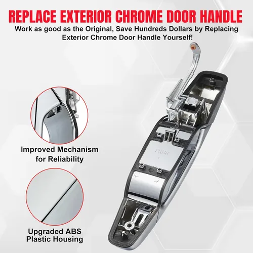 Vista 2 de 22738726 Manija exterior cromada para puerta trasera derecha del pasajero, compatible con Cadillac Escalade, compatible con Chevy Avalanche