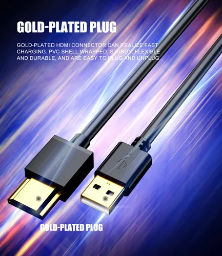 Vista 3 de FAWETTY Cable de Carga USB a HDMI 3.3FT/1M Adaptador de Cable USB a HDMI para Mac iOS Windows 12/11/10/Vista/XP, HDTV, Decodificador Satélite
