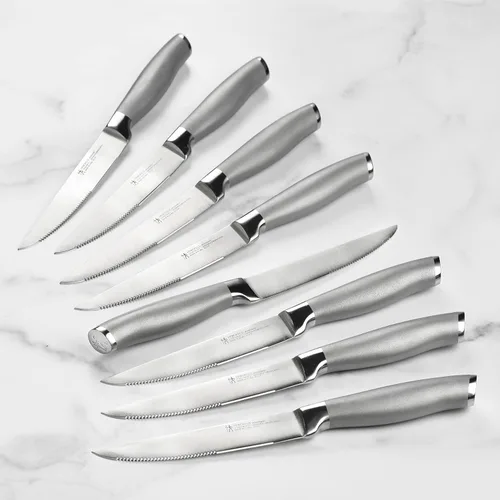 Vista 5 de Henckels Forged Modernist - Juego de cuchillos autoafilables de 20 piezas, bloque de cuchillos negro