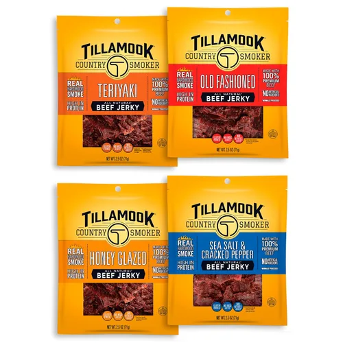 Vista 17 de Tillamook Country Smoker Carne seca de madera dura ahumada con miel, 2.5 onzas (Paquete de 12)