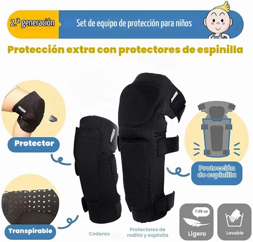 Vista 3 de Rodilleras y coderas para niños de estilo suave con guantes de bicicleta, equipo flexible resistente a los impactos para edades de 2 a 11 años