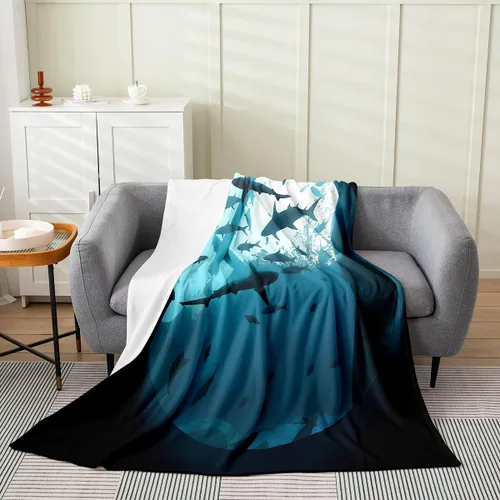 Vista 27 de Erosebridal Hammerhead Shark Flannel Blanket 40x50 Marine Life Fuzzy Plush Throw for Sofa Couch Hammerhead Shark Lover Gifts Ocean Sealife Fleece