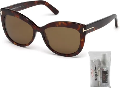 Vista 2 de Tom Ford FT0524 Alistair Geometric Sunglasses for Women + BUNDLE with Designer iWear Eyewear Care Kit