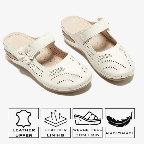 Vista 4 de TRULAND Zuecos Mary Jane de cuero para mujer, sin cordones, informales, cómodos, con soporte para el arco
