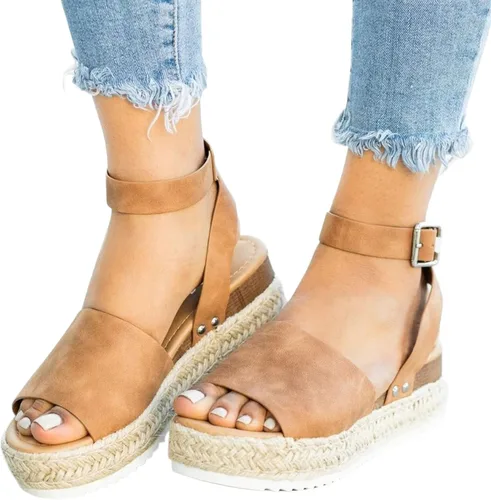 Vista 3 de Sandalias para mujer, sandalias para mujer, sandalias elegantes de verano, sandalias de plataforma negras para mujer, sandalias de cuña casuales