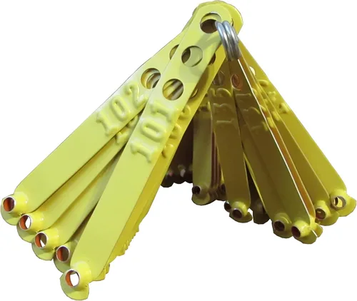 Vista 3 de Bandas de aluminio para patas de pollo, aves de corral, pato, no estampadas, (100, amarillo)