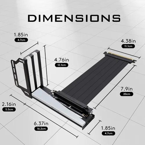 Vista 11 de EZDIY-FAB Soporte vertical para tarjeta gráfica con ARGB 5V 3Pin LED, montaje de GPU, kit de soporte VGA para tarjeta de video con cable elevador