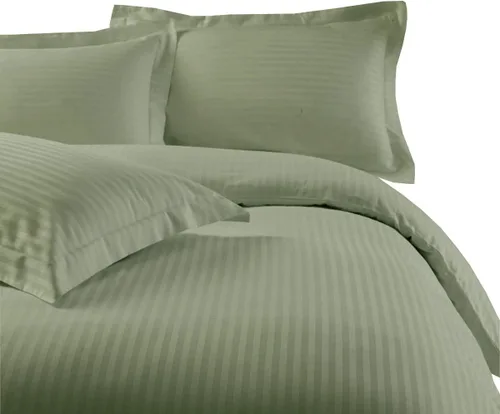 Vista 6 de sheetsnthings Juego de ropa de cama a rayas de 300 hilos, 100% algodón, 5 piezas, tamaño individual, extra largo, XL, color negro, 3 piezas y 2