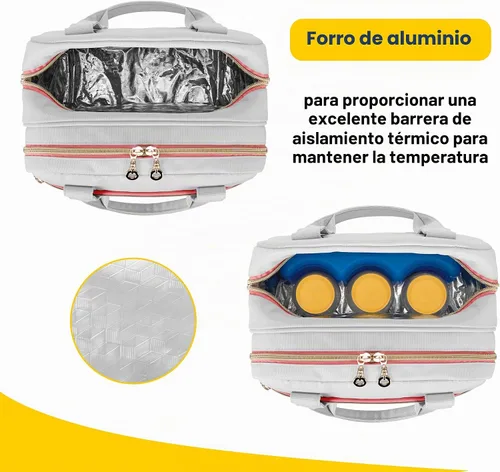 Vista 4 de Damero Bolsa para extractor de leche compatible con el extractor de leche Gris claro Rosa