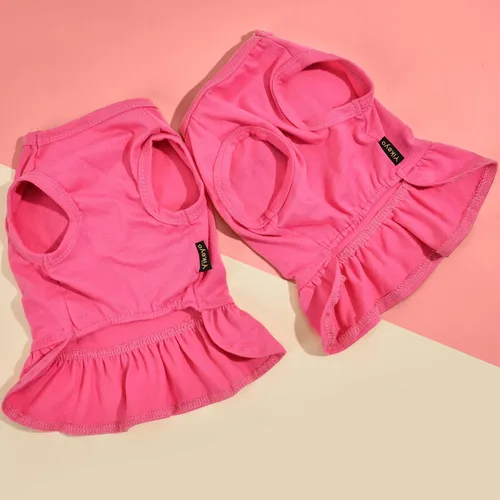Vista 7 de Vestidos para perros medianos y niñas, paquete de 2 unidades, ropa rosa para niña pequeña, verano I Love My Mommy Daddy para cachorros, camisa