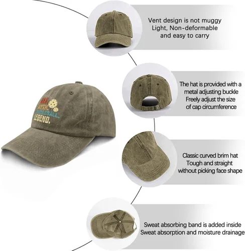 Vista 6 de Hat Man Myth Pickleball Legend Dad Hats for Women Vintage Denim Baseball Caps Adjustable
