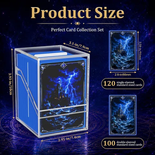 Vista 4 de YSCare Estuches de cubierta, paquete de 12 fundas acrílicas Commander y 1200 fundas mate para tarjetas coleccionables con 12 divisores, caja de 12
