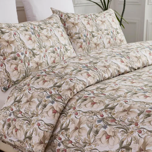Vista 11 de Helthep Funda de Edredón Floral Tamaño Queen Full, Funda de Edredón de Algodón 100% Lavable Tamaño Full (80" x 90") con 2 Fundas de Almohada