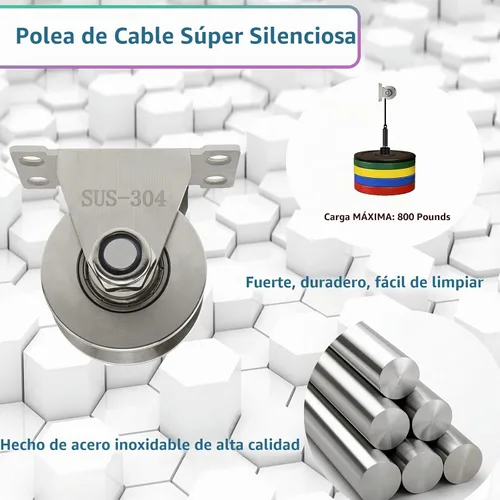 Vista 4 de Polea de rueda de ranura de acero inoxidable, bloque de polea súper silencioso para equipos de gimnasio de bricolaje, rodamiento dúplex desmontable