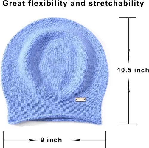 Vista 3 de jaxmonoy Gorro de punto holgado de cachemira para mujer, gorro de invierno suave y cálido de lana para mujer
