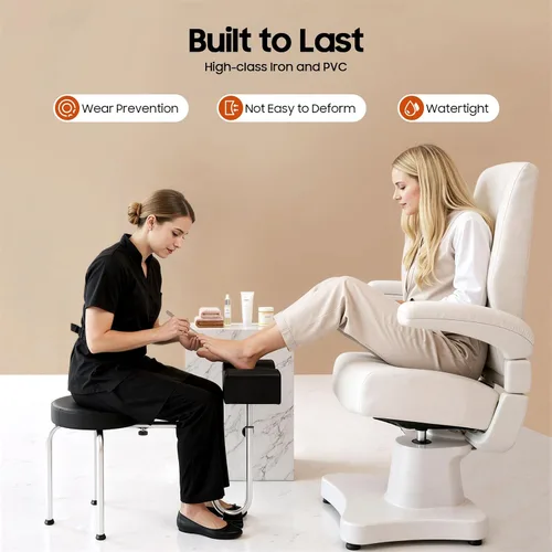 Vista 5 de Reposapiés de pedicura, altura y longitud ajustables, reposapiés portátil independiente para salón, reposapiés de masaje para tecnología de uñas