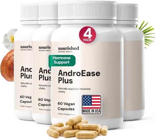 Vista 11 de Nourished AndroEase Plus – Balance hormonal vegano para mujeres – Zinc, Reishi, té verde y palma enana americana para mujeres – para energía