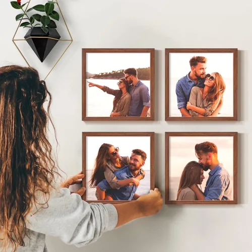 Vista 14 de Renditions Gallery Impresiones fotográficas personalizadas de 8 x 8 con marcos de fotos de madera real. Crea collage de fotos personalizado con Azul