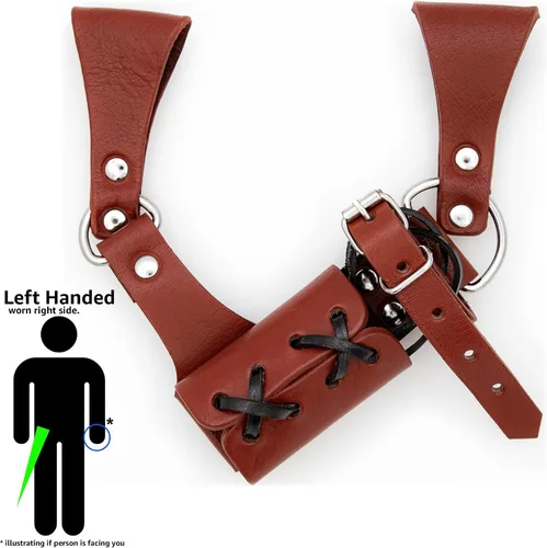 Vista 26 de Armory Replicas™ - Rana espada de cuero hecha a mano – Disfraz medieval LARP hebilla ajustable y cinturón de arma con cable soporte