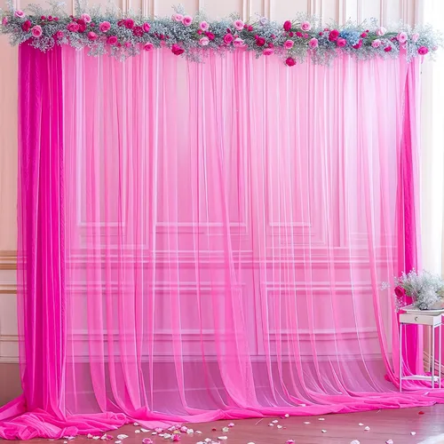 Vista 16 de Cortina de telón de fondo de tul azul bebé de 10 x 10 pies para fiestas, cortinas de fondo transparentes para bodas, baby shower, baby shower