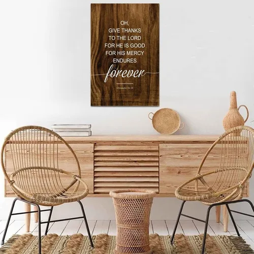 Vista 4 de by Unbranded Oh,Give Thank to The Lord, for He is Good! for His Mercy Endures Forever.Letrero de madera rústico con dicho granja para sala de estar