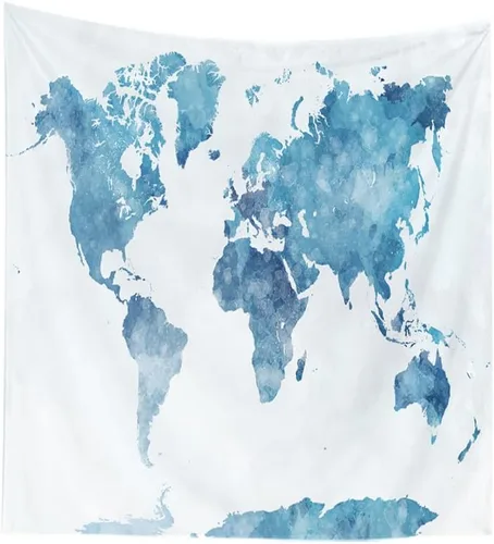 Vista 17 de CAPSCEOLL Tapiz de mapa del mundo para colgar en la pared, tapiz blanco y negro para decoración del hogar, 40 x 30 pulgadas, mapa para habitación