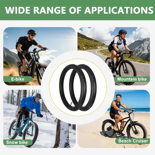Vista 7 de 2 Pack of Fat Tire Bike Inner Tubes, 20/24/26 X4.0 Heavy Duty Bike Tube, Inner Tube with 32mm Schrader Valve for Snow Mountain Bike E-Bike