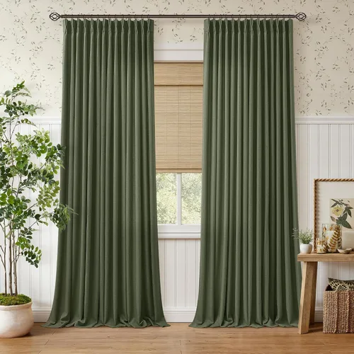 Vista 68 de TWODRAPES Juego de 2 paneles de cortinas plisadas de lino de 96 pulgadas de Avena