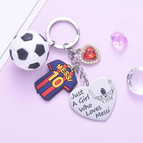 Vista 4 de Messi Merchandise - Llavero de pelota de fútbol, regalos para fanáticos, adolescentes, niñas, hijas, mujeres, lindos llaveros