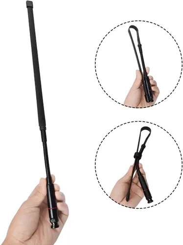 Vista 2 de TWAYRDIO Antena táctica CS 144/430MHz 2M/70CM 18.7 pulgadas plegable BNC antena para ICOM IC-A14 IC-V8 Vertex HX300 HX320 Kenwood TK100 TK200 Radio