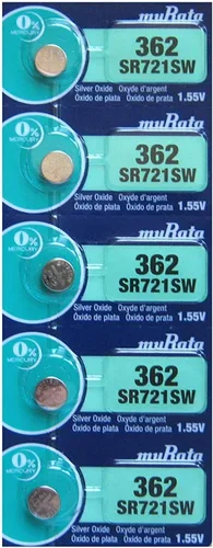 Vista 10 de Murata 362 Batería SR721SW 1.55V Celda de botón de reloj de óxido de plata (10 baterías)