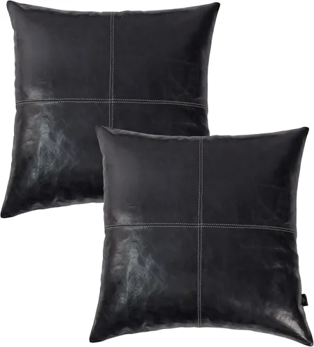 Vista 52 de Funda de almohada de cuero de cordero 100% cuero de cordero – Funda de cojín para sofá – Fundas decorativas para sala de estar y dormitorio, cuero