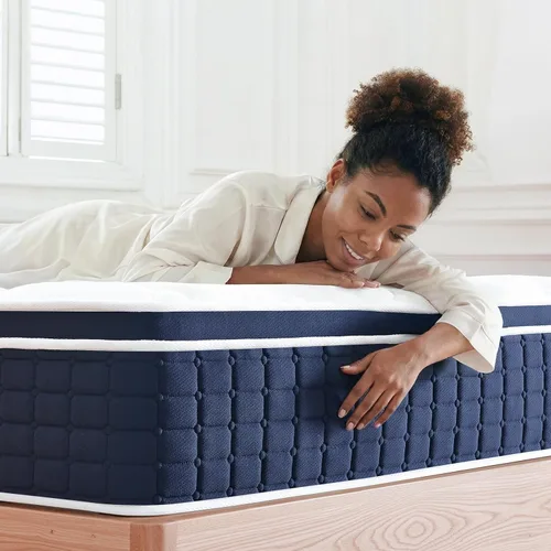 Vista 10 de Colchón Coolvie individual, híbrido de 10 pulgadas, resortes individuales con espuma viscoelástica, cama en una caja, sueño más fresco con alivio