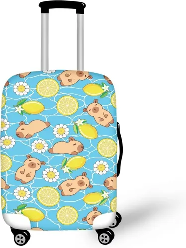 Vista 45 de COEQINE Funda para equipaje de viaje, protector de maleta, funda de equipaje lavable, tamaño S-XL (18-32 pulgadas), Blue Capy Bara Swim, L