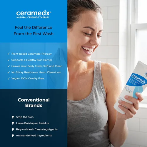 Vista 6 de Ceramedx - Limpiador corporal extra suave Limpiador de ceramida natural para pieles secas y sensibles Sin crueldad, vegano y sin fragancia 6