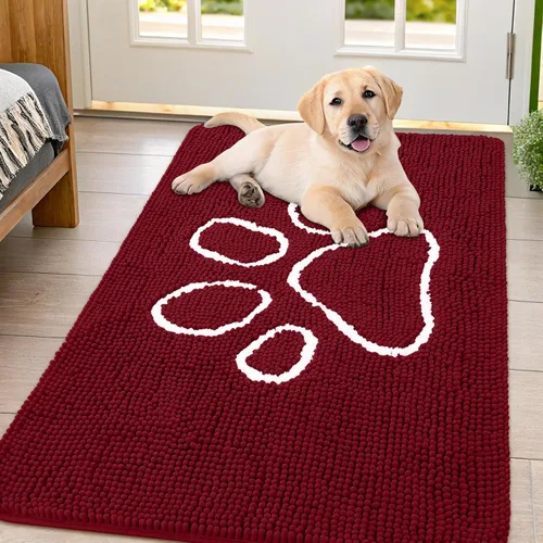 Vista 39 de Smiry Tapete para puerta de perro para patas fangosas, absorbente y Gris y negro