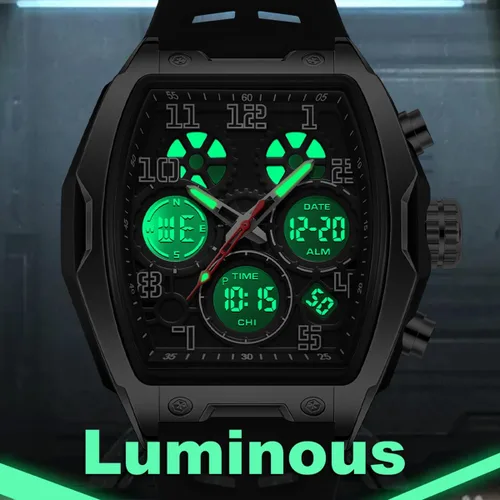 Vista 4 de Tonneau - Reloj de pulsera analógico digital para hombre, reloj de pulsera táctico militar único, reloj de pulsera impermeable con cronómetro