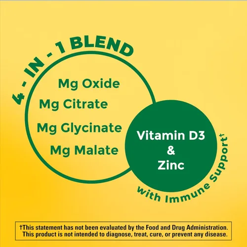 Vista 3 de Nature Made - Suplemento complejo de magnesio con vitamina D y zinc para el apoyo inmunológico, glicinato de magnesio, malato, citrato y óxido