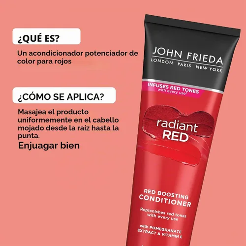Vista 7 de John Frieda Radiant Red, Acondicionador para Elevar el Color Rojo, Hidrata y Realza los Tonos Rojos con Extracto de Granada y Vitamina E