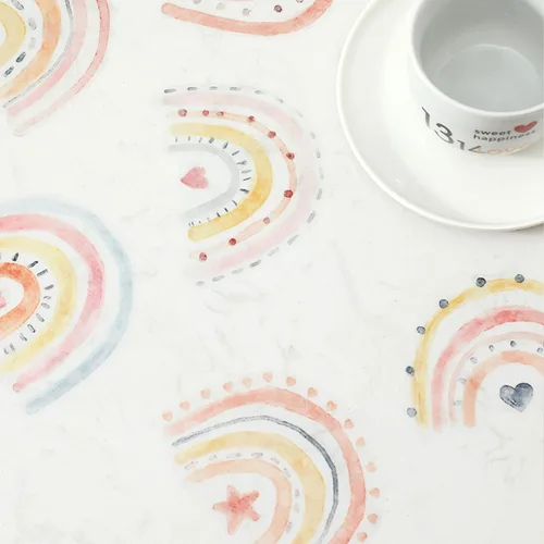 Vista 6 de Calcomanías de pared de arco iris boho, calcomanías de pared de arco iris dibujadas a mano apagadas – Decoración de baby shower, decoración