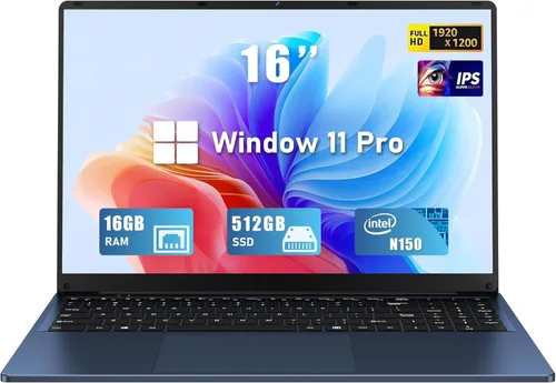 Vista 10 de FUNYET Portátil para Juegos, Computadora Portátil 2025, Laptop de 16 Pulgadas Win 11 Pro, 16GB RAM 1TB SSD, Procesador N150 (hasta 3.6GHz), Teclado