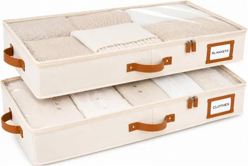 Vista 20 de HOMELUX THEORY 2 piezas de contenedores de almacenamiento debajo de la cama, organizador de cajones debajo de la cama con compartimentos y tapas
