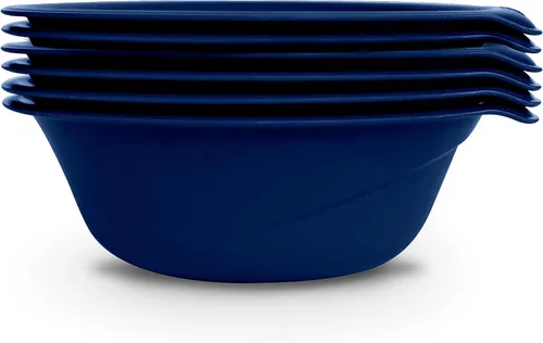 Vista 2 de Preserve Juego de 6 cuencos sin BPA para uso diario, hechos de plástico reciclado en los Estados Unidos, color azul medianoche