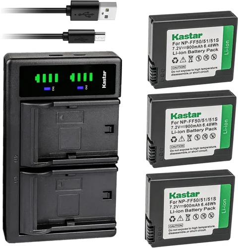 Vista 6 de Kastar NP-FF50 LTD2 - Cargador de batería USB compatible con Sony DCR-PC106, DCR-PC106E, DCR-PC107, DCR-PC107E, DCR-IP1, DCR-IP1E, DCR-IP200K