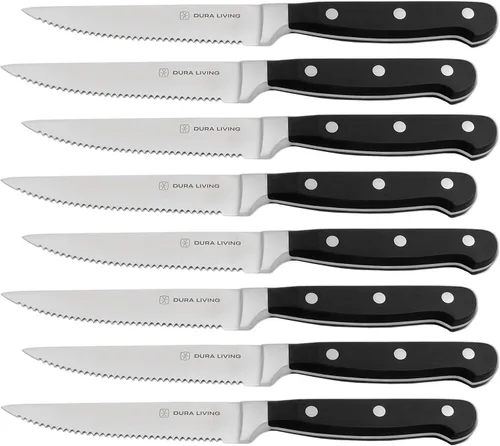 Vista 21 de DURA LIVING Juego de 2 cuchillos de cocina de alta calidad, cuchillo utilitario ultraafilado de 5 pulgadas y cuchillo de pelar de 3.5 pulgadas