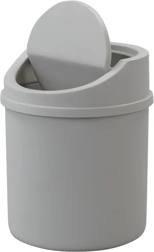 Vista 10 de Mini basurero de escritorio de 2 L, pequeño cubo de basura con tapa oscilante, color rosa Estructura portátil ligera, compacta de 0.5 galones