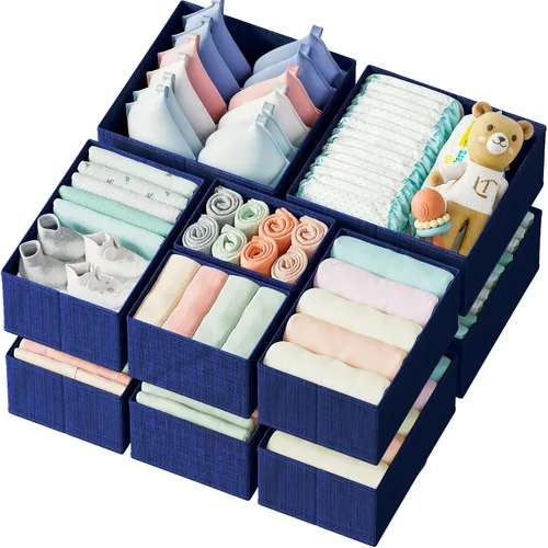 Vista 11 de Organizador de Cajones para Ropa Juego de 12 Beige - Organizador de Cómoda Para Guardería, Dormitorio, Armario - Los Organizadores Perfectos de Ropa